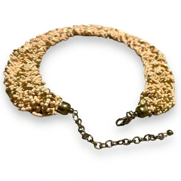 Vintage Chunky Braided Seed Bead Necklace w/ Chain Clasp - Retro Jewelry - Picture 10 of 12